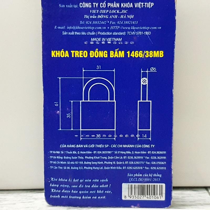 Khóa Treo Đồng Bấm Việt Tiệp 1466/38MB