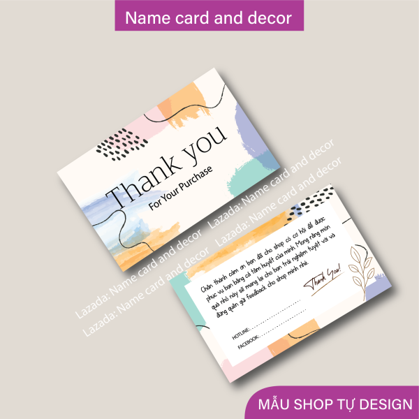 (Combo 100 cái) Namecard, Thank you card, Thiệp cảm ơn khách hàng, name card and decor, có sẵn dành cho shop bán hàng, kích thước 9x5.5 cm