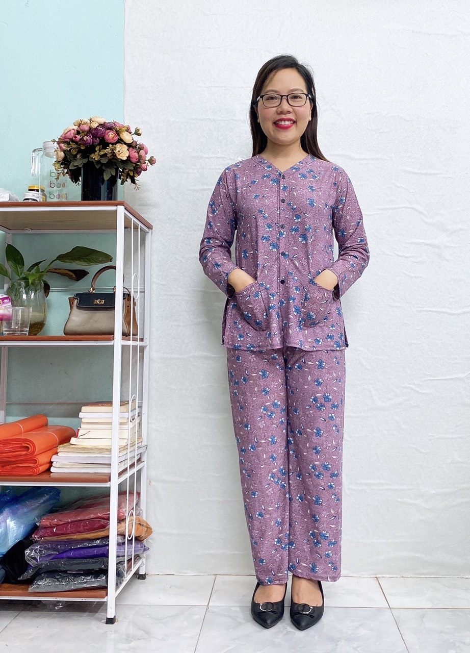 Bộ đồ Bà ba tay dài chất thun lạnh cho bà