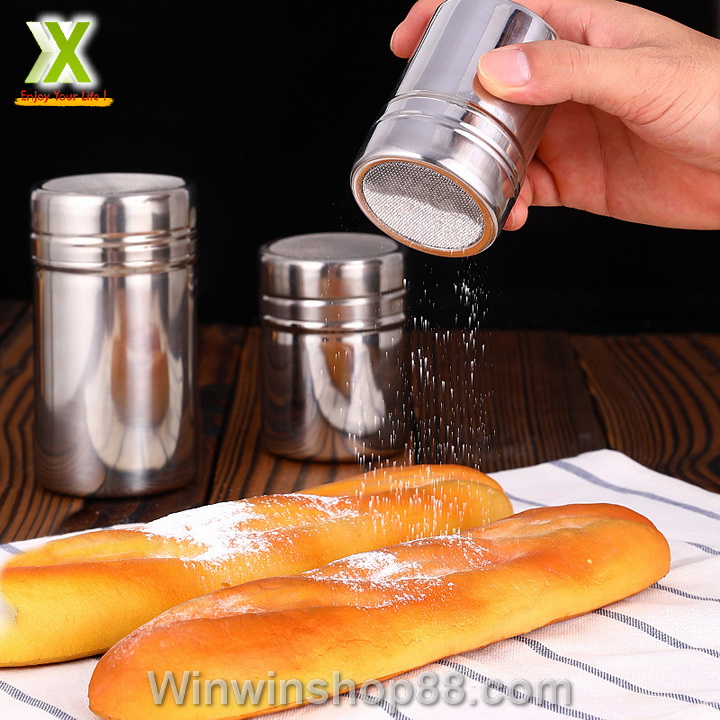 Lọ rắc bột ca cao, matcha chất liệu inox