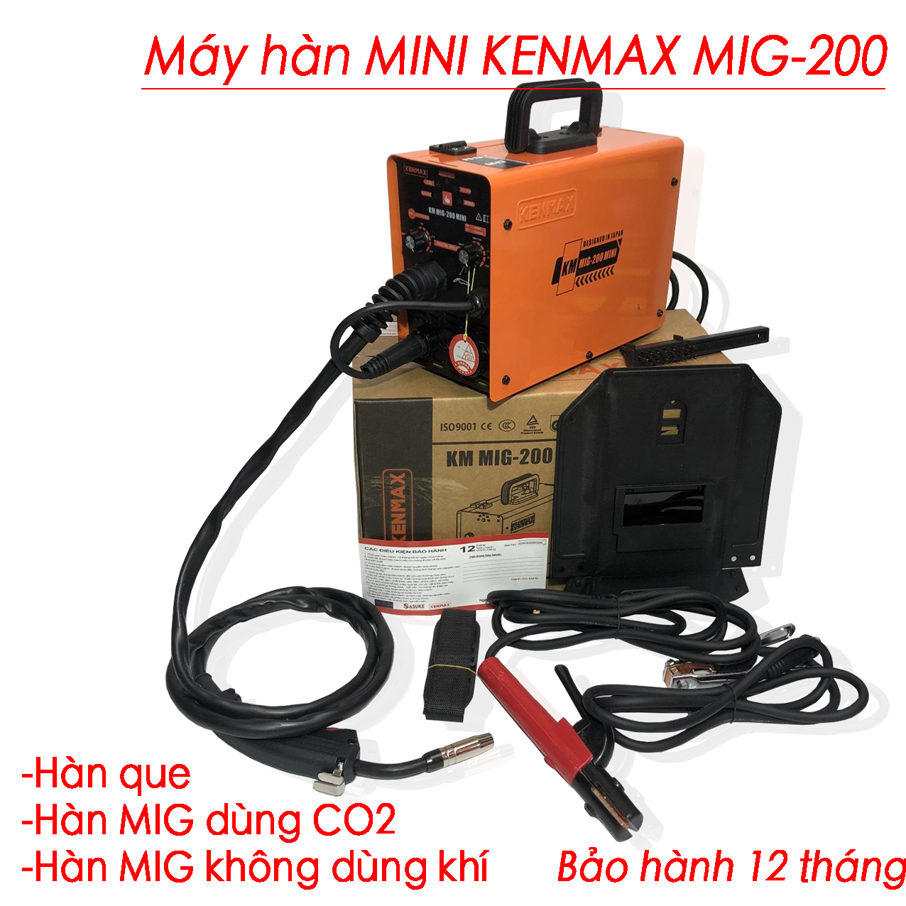 Máy Hàn Mig Mini 200 KENMAX Kèm cuộn hàn sắt-Hàn Không Dùng Khí 3 Chức Năng - Bảo hành 12 tháng