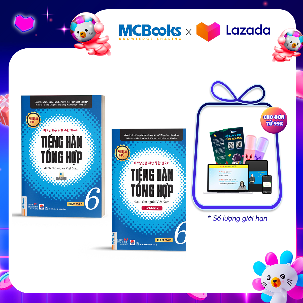 Combo Tiếng Hàn Tổng Hợp Cao Cấp 6 Dành Cho Người Việt Nam Bản Đen Trắng - Mcbooks