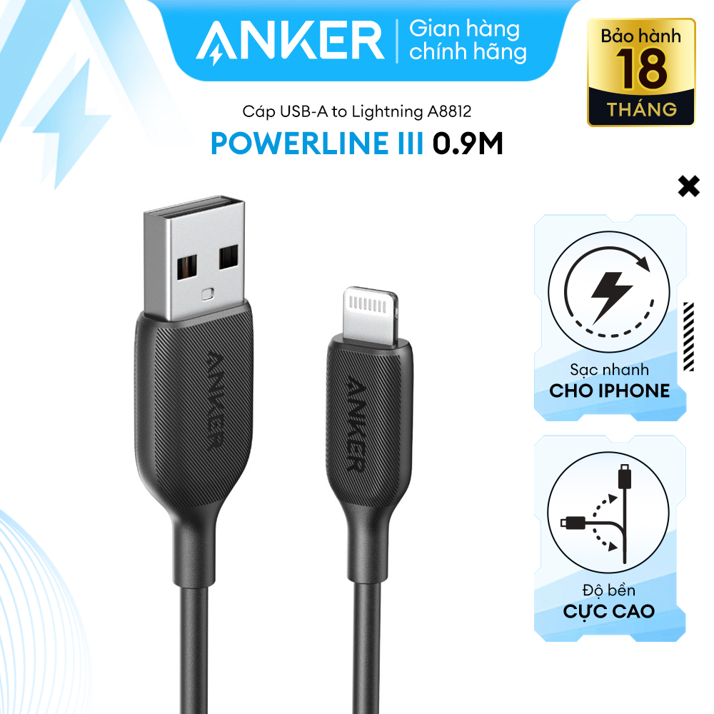Anker PowerLine III Lightning Cable [3 ft] iPhone Charger Cord MFi Certified for iPhone 11 Pro Max, 11 Pro, X, Xs, Xr, Xs Max, 8, 8 Plus, 7, 7 Plus, 6, 6 Plus and More, Ultra Durable