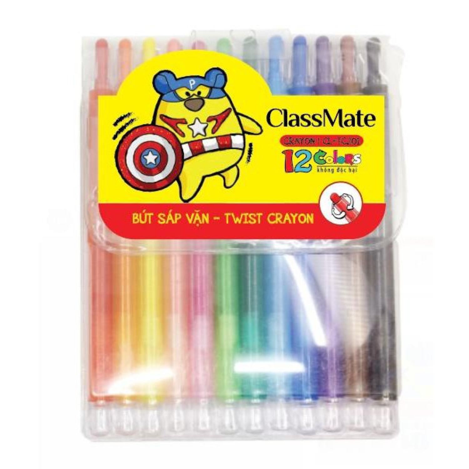 ( Combo 2 bộ ) Sáp Vặn Classmate 12 Màu Dài CL-TC201