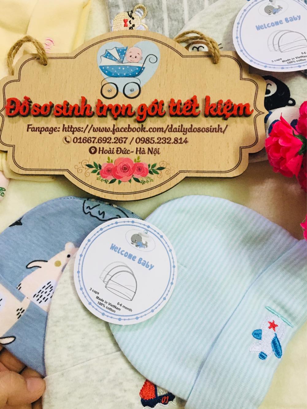 Set 3 mũ nón mommy cho trẻ sơ sinh-6m