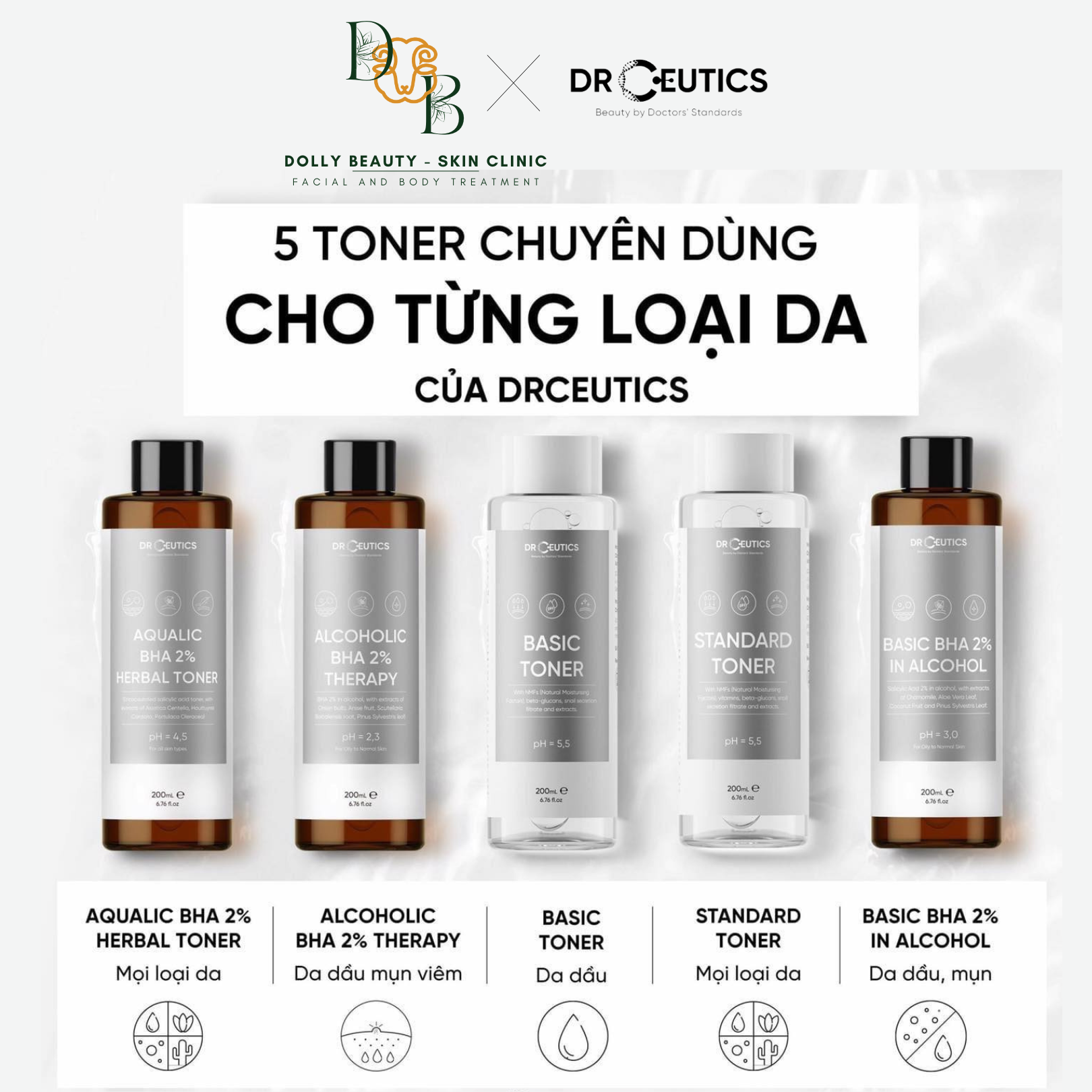 Dung dịch cân bằng độ pH BASIC TONER của DrCeutics - Chăm sóc da mặt - Nước hoa hồng và Xịt khoáng - pH 5.5 - 200ml - Chính hãng 100% - Cung cấp đầy đủ giấy tờ