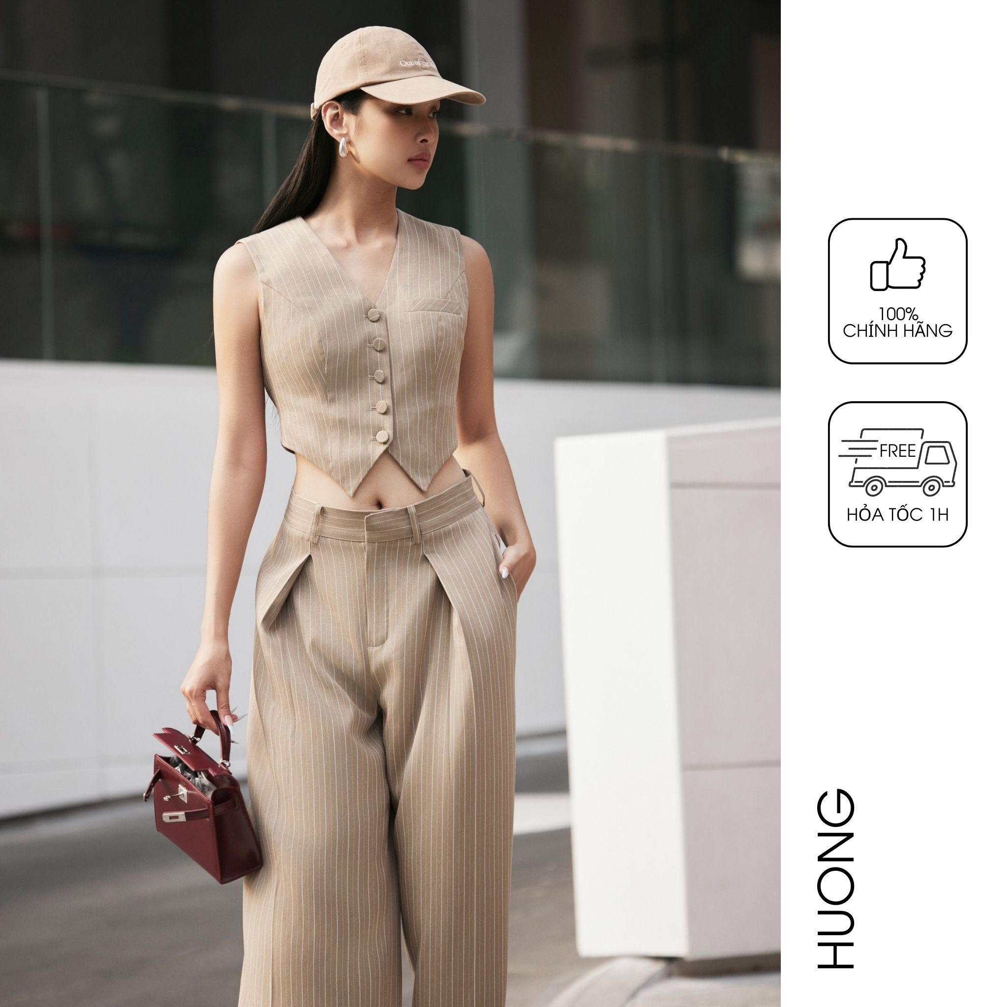 Gile kẻ nâu huong boutique bsgile02