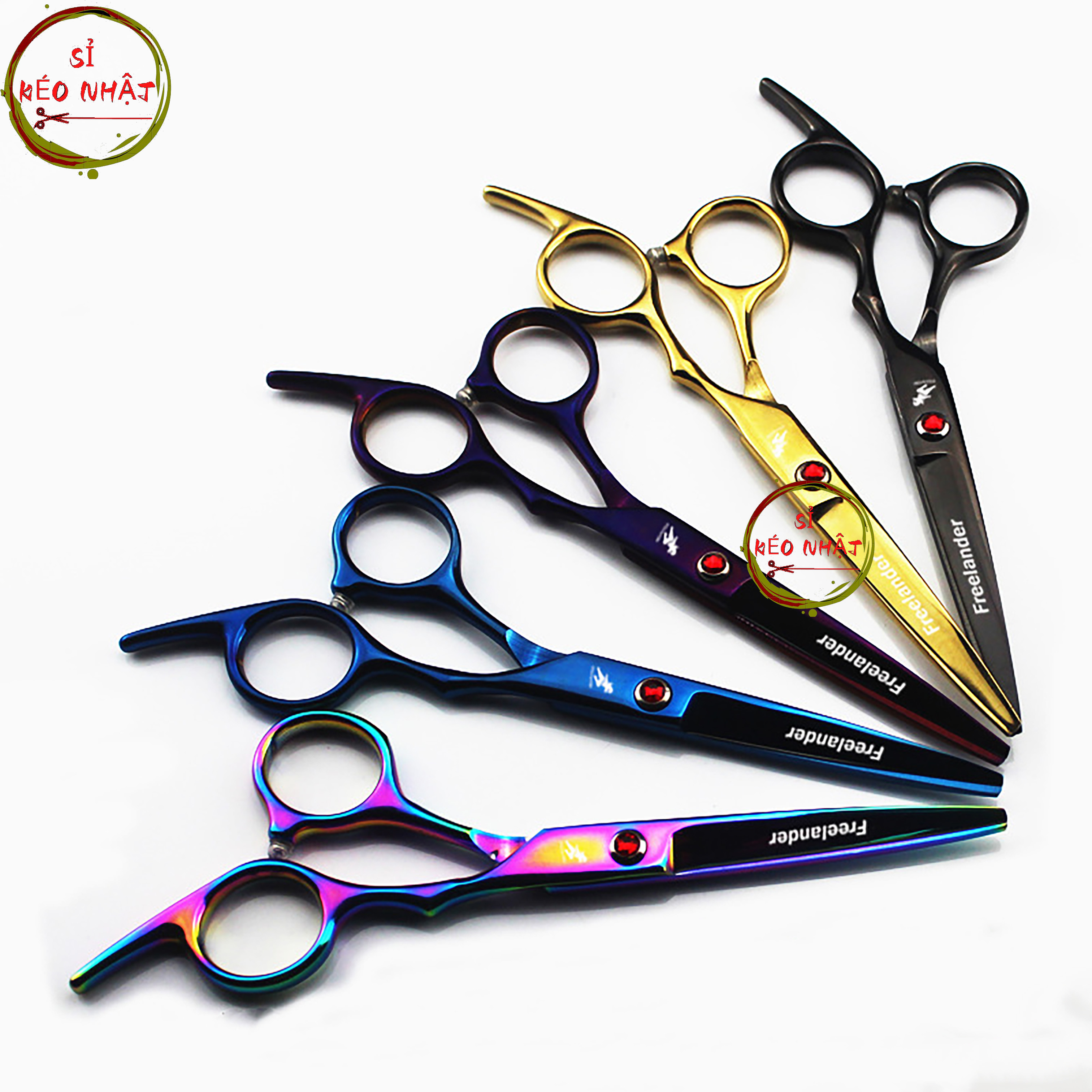 Bộ kéo cắt tóc Nhật Bản cao cấp màu vàng MS03[Mua bộ kéo tặng kèm bao da + lược]