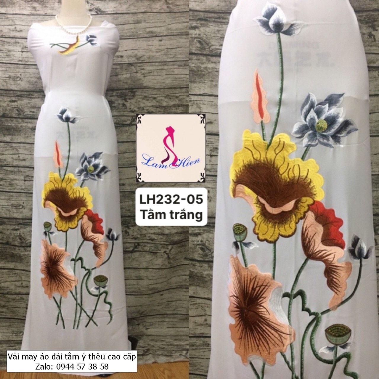 Vải áo dài thêu cao cấp modell LH232
