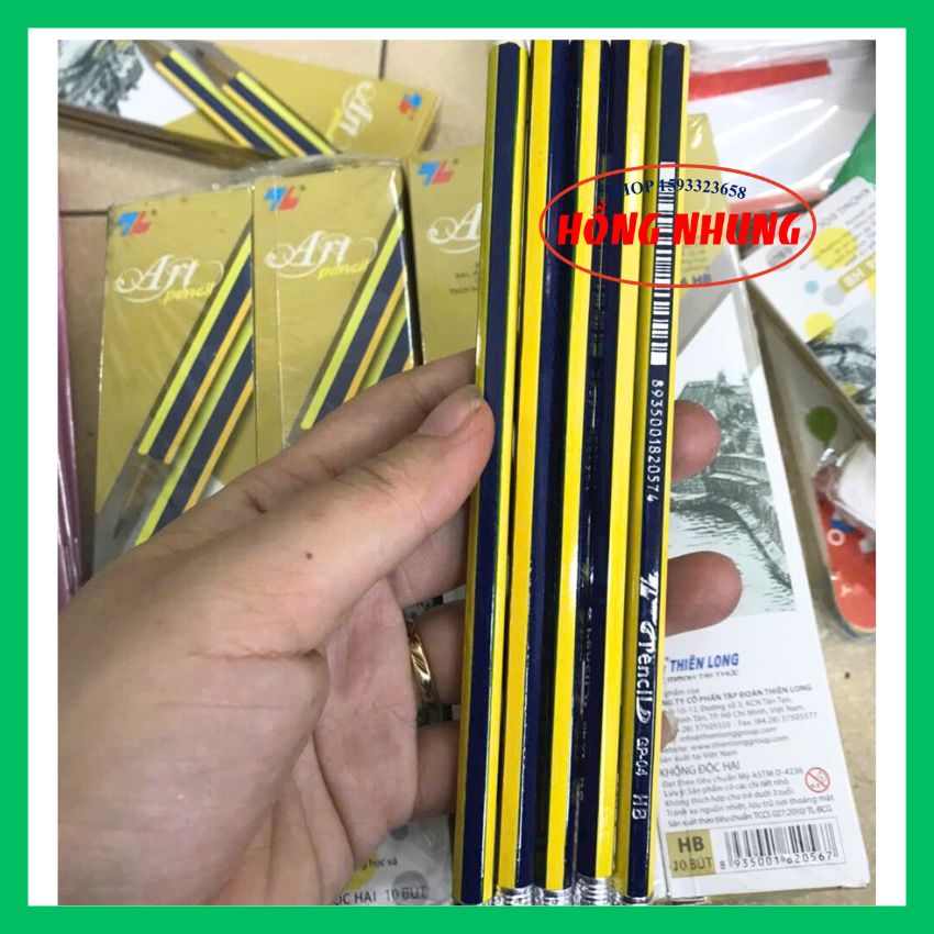 [ mỚI Combo 10 cây bút chì 2B, HB Thiên Long, nét đậm đẹp.