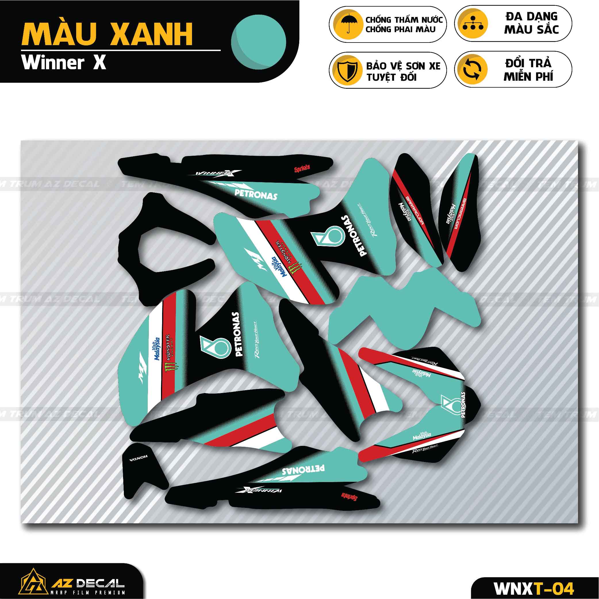 Tem trùm winner x mẫu petronas | wnxt-04 | decal winner v2 cao cấp, chống nước, bảo vệ sơn - azdecal