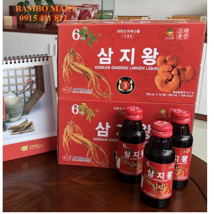 NƯỚC HỒNG SÂM LINH CHI HÀN QUỐC HỘP 10 CHAI