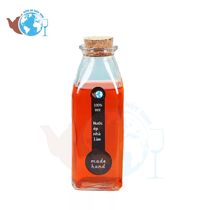 [HCM]Chai thủy tinh vuông 350ml nút bần