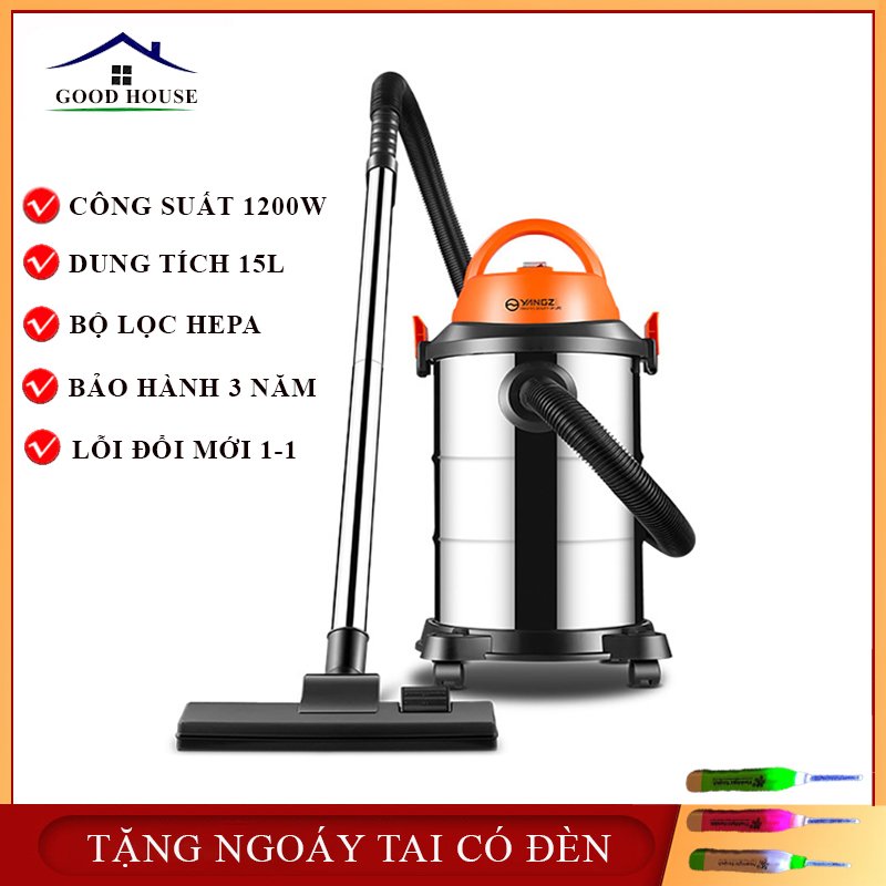 Máy hút bụi gia đình- máy hút bụi công nghiệp công suất lớn 1200W, dung tích  bình chưa 15L, tích hợp 3 chế độ khô, ướt, thổi- BẢO HÀNH 2 NĂM, LỖI ĐỔI MỚI 1-1 TRONG 7 NGÀY