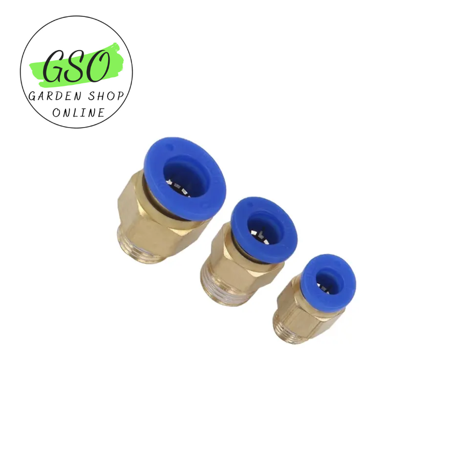 COMBO 2C Đầu nối PC thẳng ren ngoài 13mm ( 1/4) khí nén, phun sương đầy đủ kích thước ống và ren