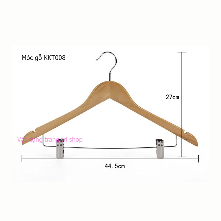 Móc Gỗ Kẹp Thanh Ngang inox 44.5cm ( Bộ 10 móc )
