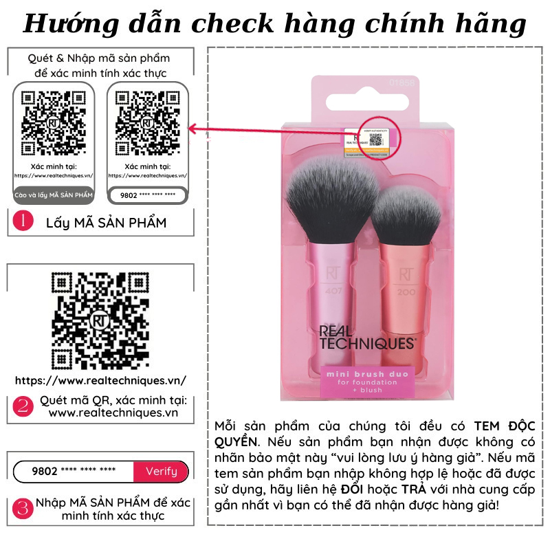 Bộ Cọ 2 Cây RT REAL TECHNIQUES Mini Expert Face Multitask Foundation Blush Cheek