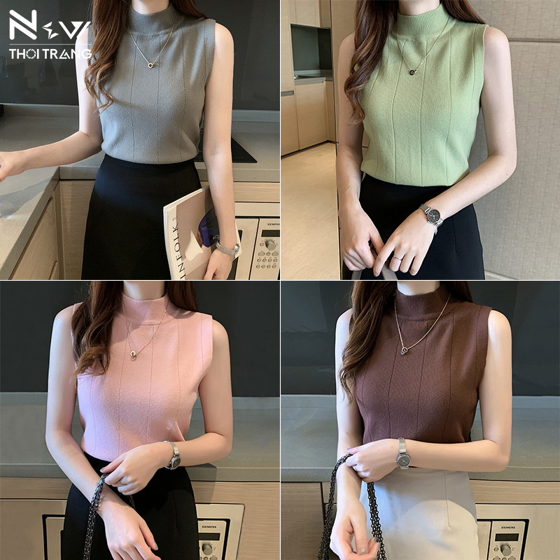 Áo Len Nữ Sát Nách Cổ Tròn - New Thoi Trang