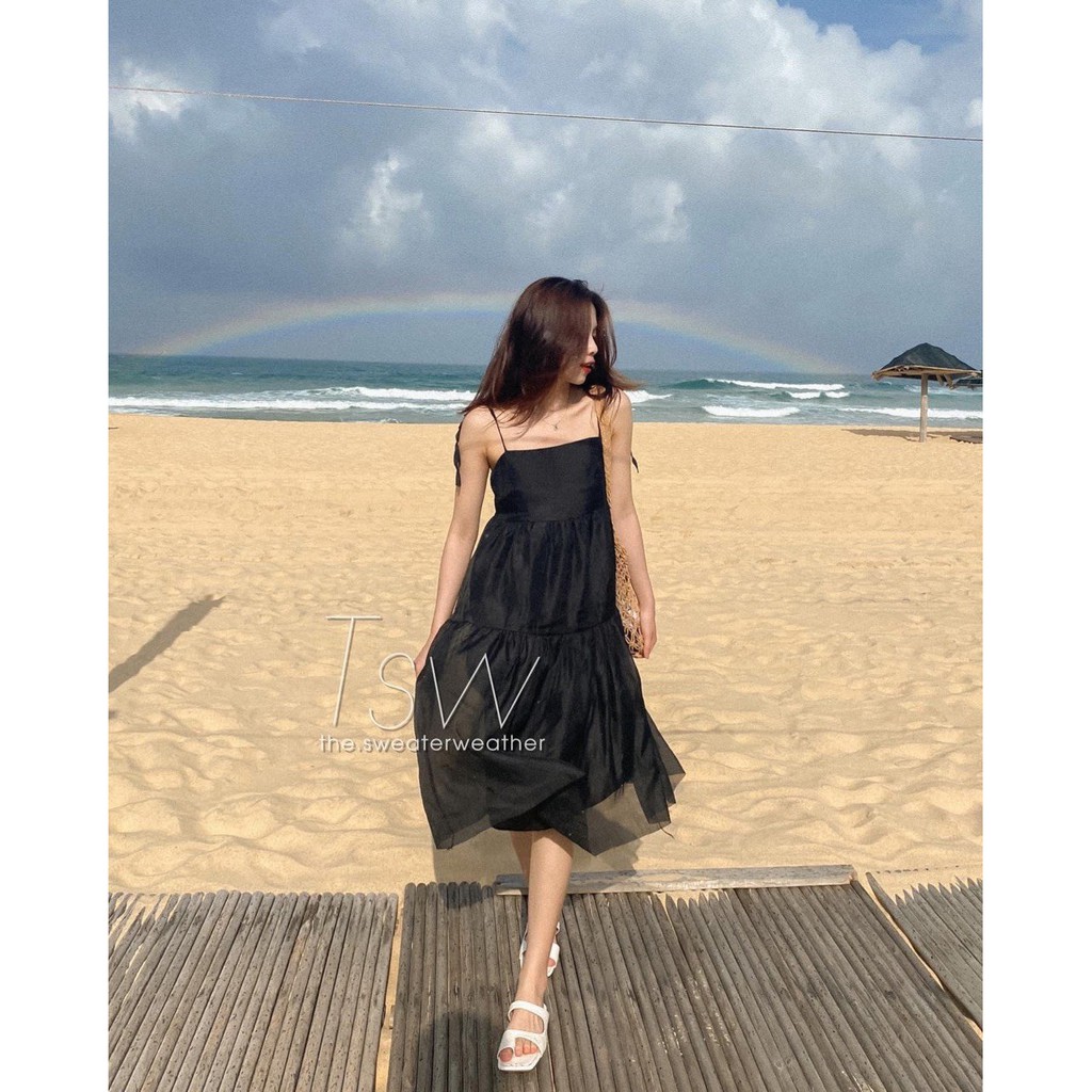 {EVACICI} Váy 2 dây dáng xòe, Đầm 2 dây cute dễ mặc 3 màu.