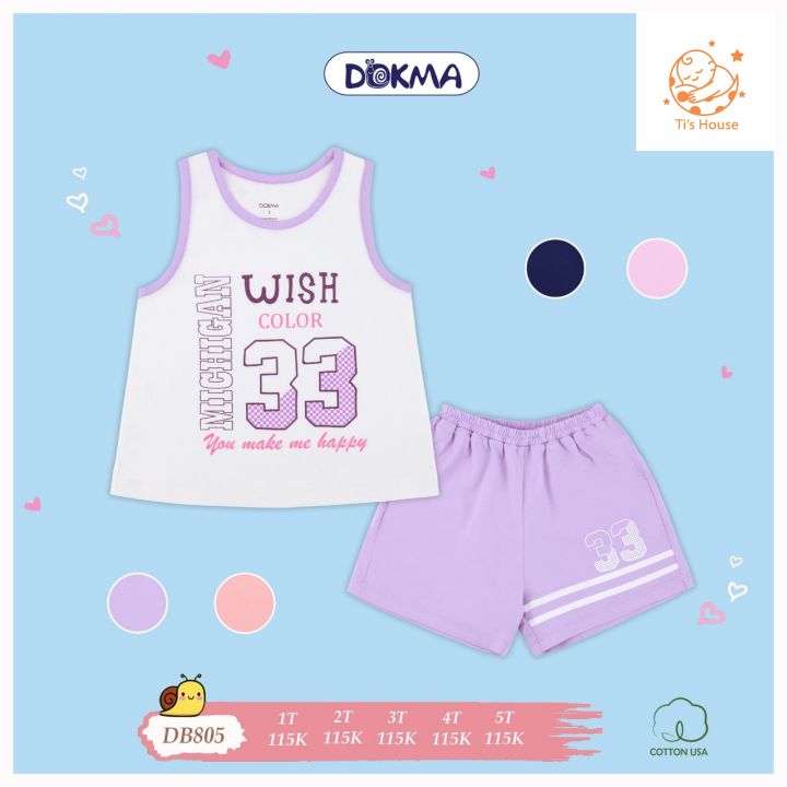 DB805 Bộ ba lỗ bé gái cotton Dokma (còn sz 1Y)