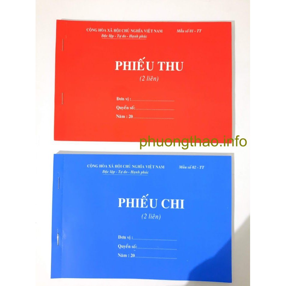 Phiếu thu, Phiếu chi - Giấy carbon đẹp ( 2 liên, 3 liên - A5 )