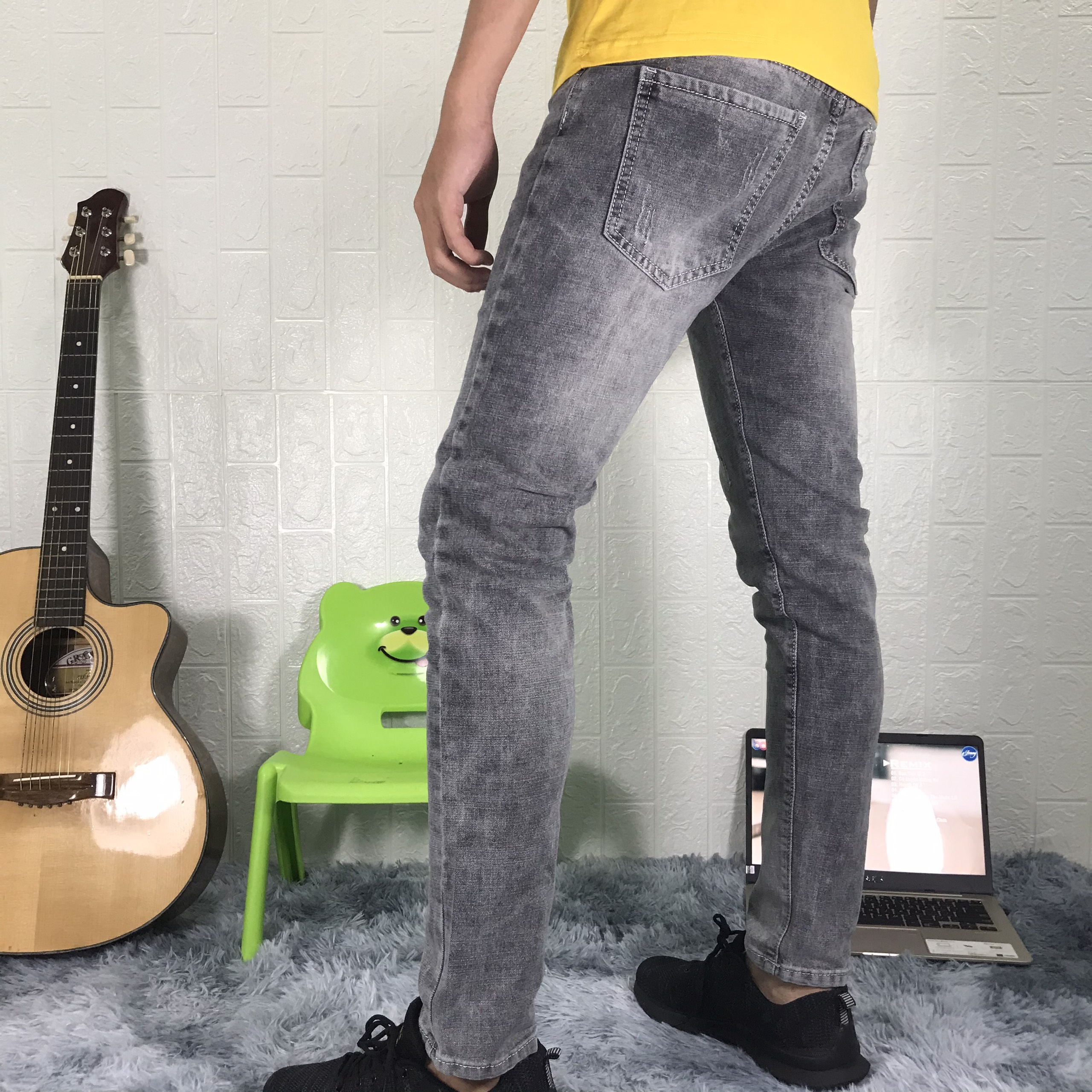 [HCM](VIDEO THẬT) QUẦN JEAN NAM ĐEN XÁM TRƠN 456 PTMS