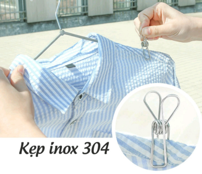 10 kẹp inox 304 phơi quần áo (kẹp sợi)