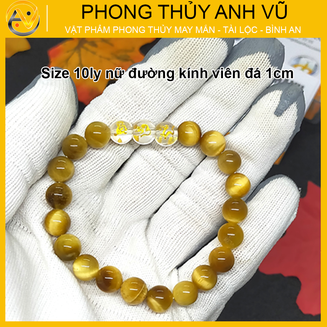 Vòng tay phong thủy mệnh thổ tam hợp thân tý thìn chất liệu mắt hổ vàng nâu - size 8 10 12ly - có khai quang điểm nhãn may mắn tài lộc - bảo hành 12 tháng - PHONG THỦY ANH VŨ