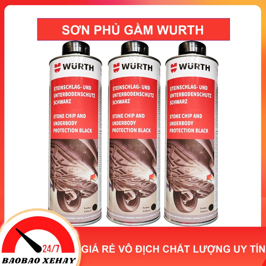 WURTH NHẬP KHẨU  Sơn phủ gầm Ô Tô Cao Su Non WURTH Đức 1000 ml màu Đen