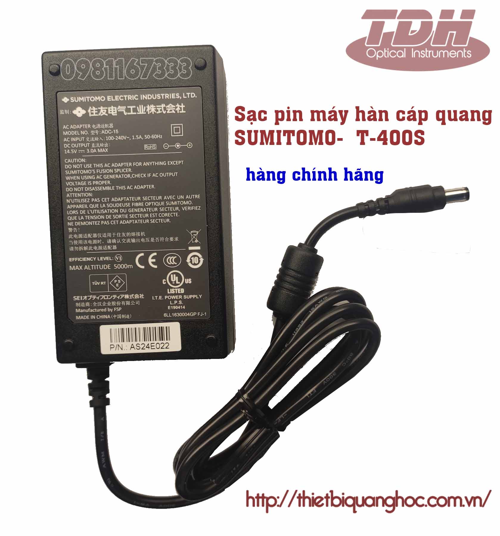 Nguồn sạc pin máy hàn cáp quang T-400S SUMITOMO