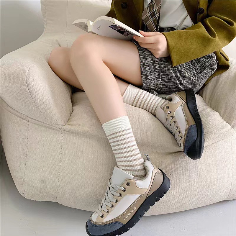 Combo 10 đôi tất nữ cổ cao phong cách Hàn Quốc
