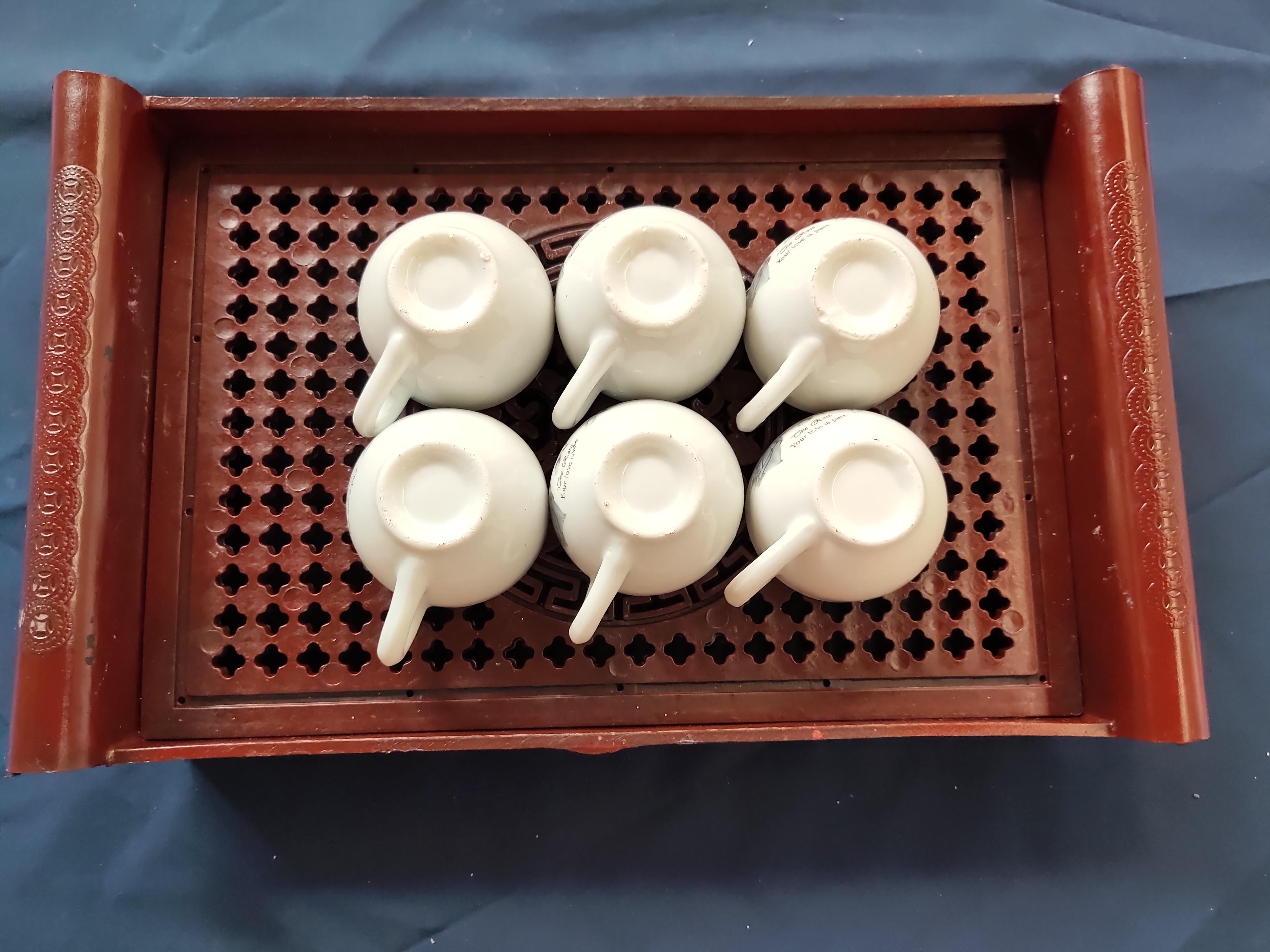 Bộ 6 chén có khay nhựa 2 lớp
