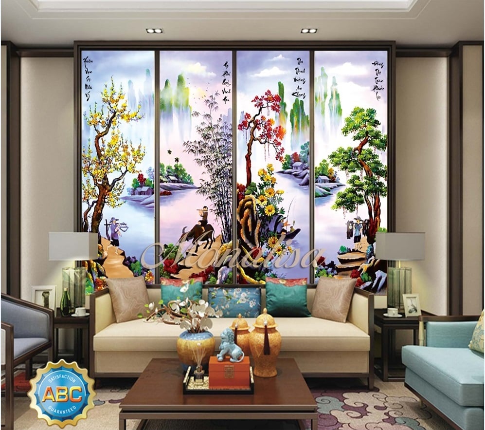 TRANH THÊU TỨ QUÝ TÙNG CÚC TRÚC MAI MN0135 (146X100)