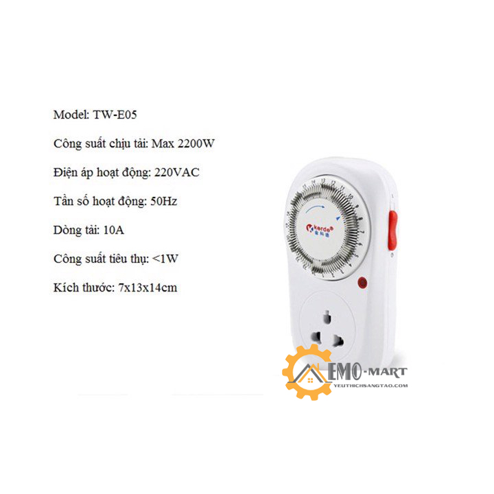 Ổ cắm hẹn giờ lập trình cơ Kerde TW-E05