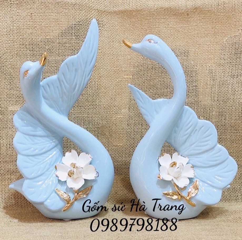 Set decor thiên nga đôi chất liệu gốm sứ mã 01