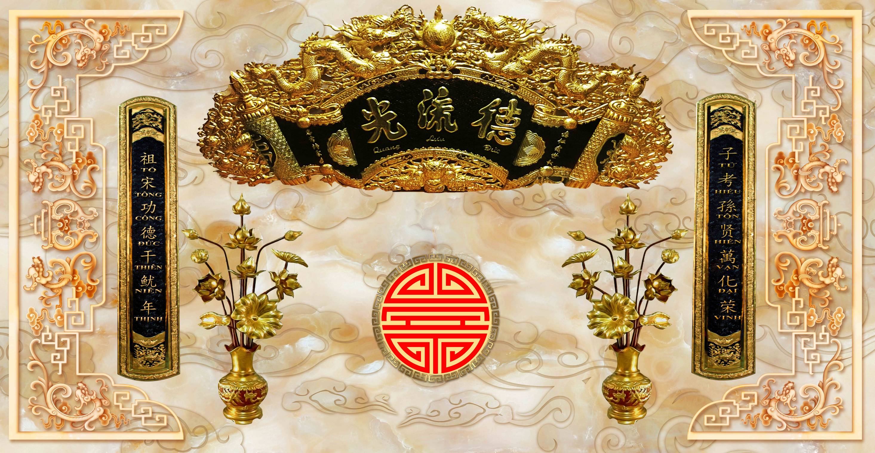 Tranh dán tường 3D Bàn thờ 80cm*120cm