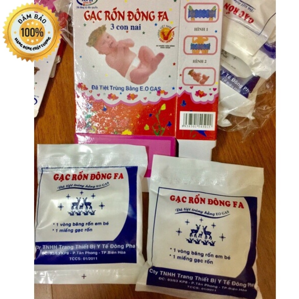 Băng Rốn Đông Fa, Gạc Rốn Cho Trẻ Sơ Sinh (Hộp 3 Miếng)