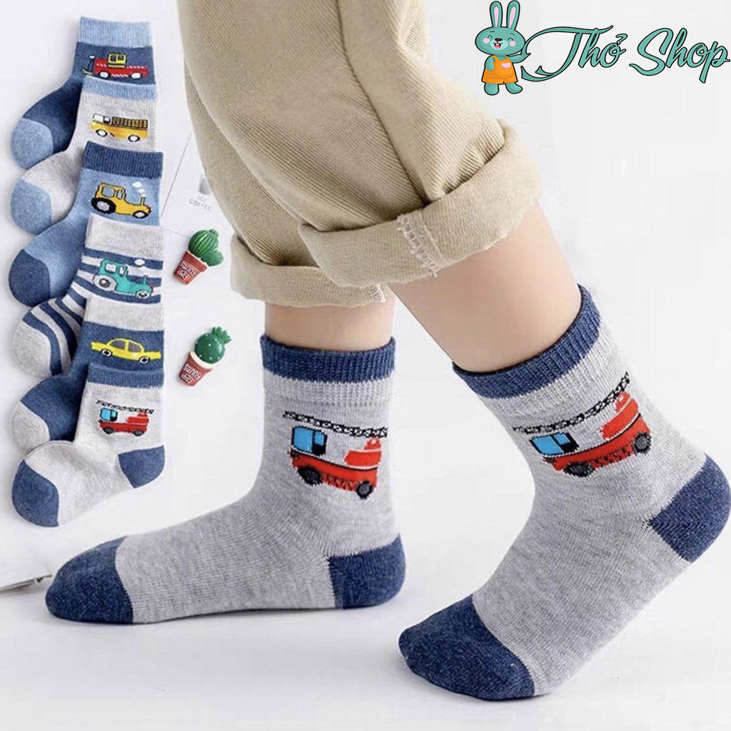 Set 5 tất len hình oto cho bé trai