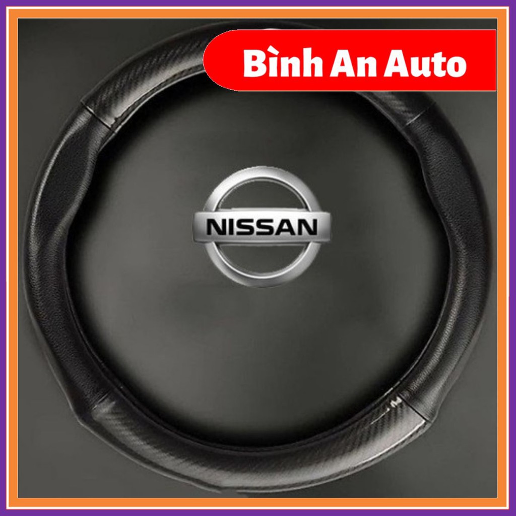 Bọc vô lăng vân cacbon logo NISSAN