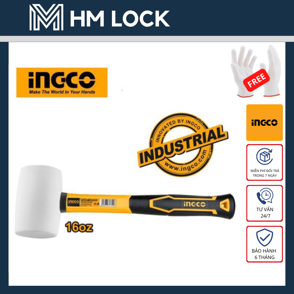 Búa cao su trắng ingco 220g 450g - hàng chính hãng - hm lock