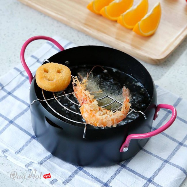 Nồi Chiên Ngập Dầu Lọc Dầu Size 18cm (Tặng Kèm Vỉ Gác Chảo Dầu)