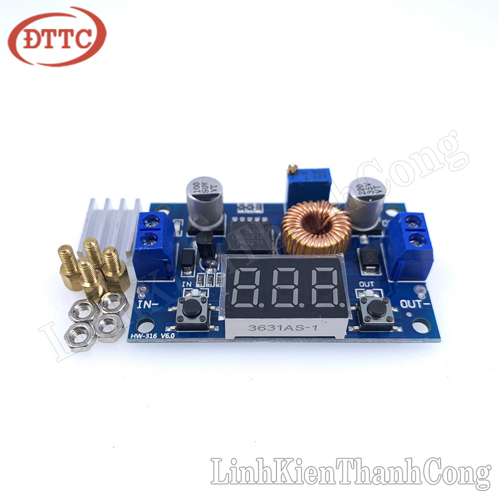 Mạch buck hạ áp dc-dc 5a xl4015e có led hiển thị điện áp