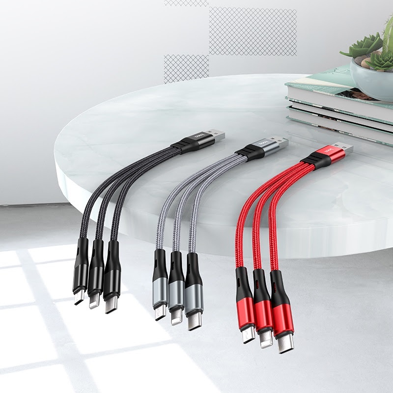 Cáp Sạc Ngắn HOCO X47 3 Đầu (Micro-Lingtning-Type C) 25 Cm