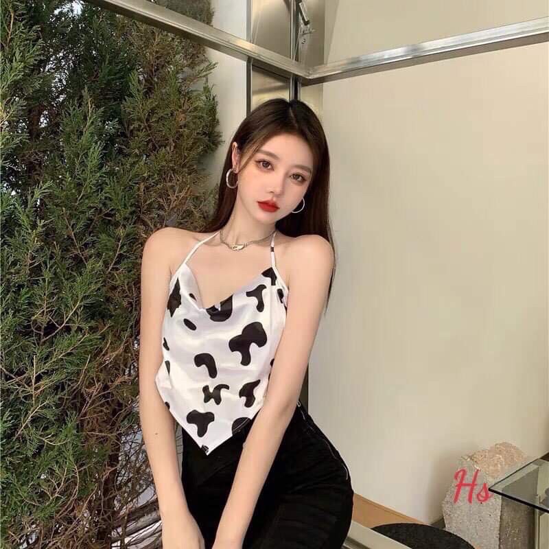 [FREESHIP + HOÀN TIỀN 50K] Áo Yếm Nữ Bò Sữa Vải voan cát 🦋 Yếm Nữ 2 Dây In Hình Có Mút Ngực 🦋
