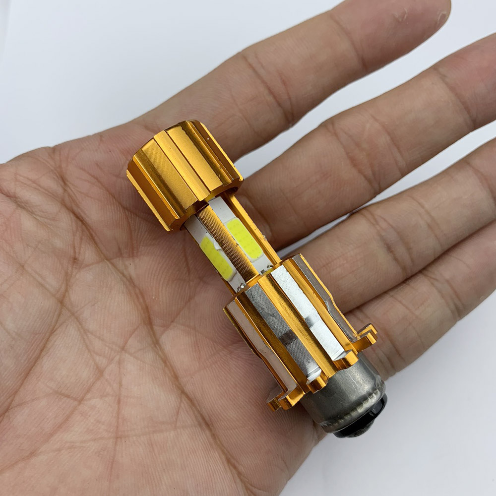 [HCM]Đèn Pha Cob 3 Tim M5 ( vỏ cam) Gắn Xe Đời Cũ [ Sáng Trắng ]