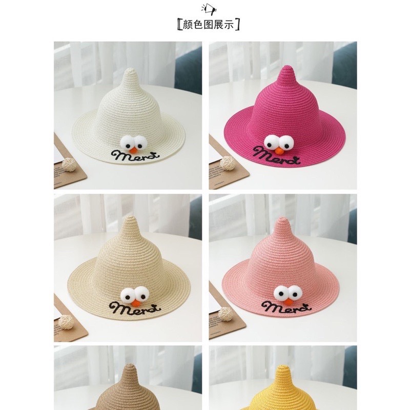 Mũ cói hình con chim xinh xắn cho bé