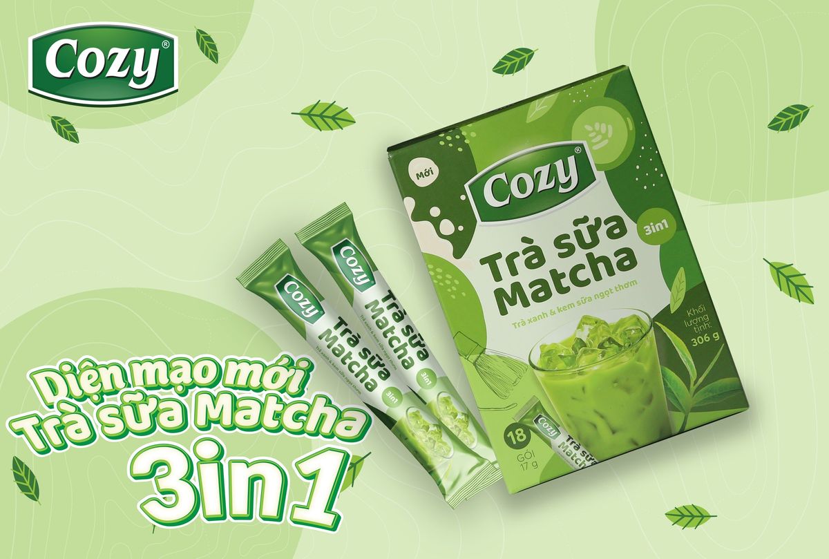 Trà Sữa Matcha Cozy 3 in 1 -  Hộp 306g (18 gói x 17g)
