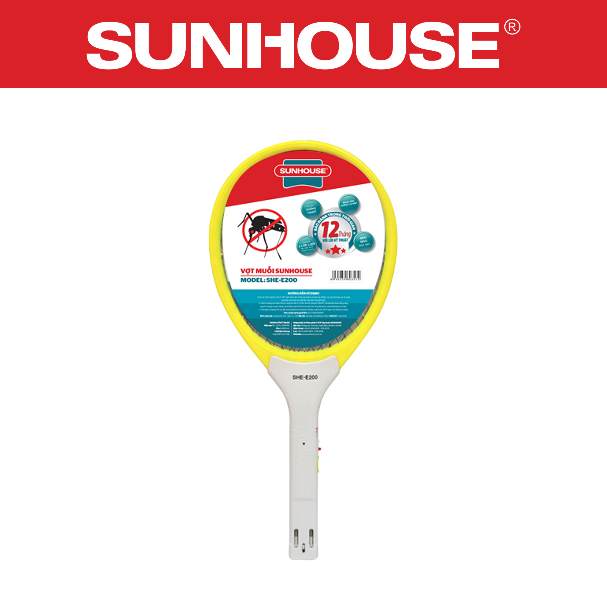 Vợt muỗi SUNHOUSE SHE-E200 - Bảo hành 12 tháng