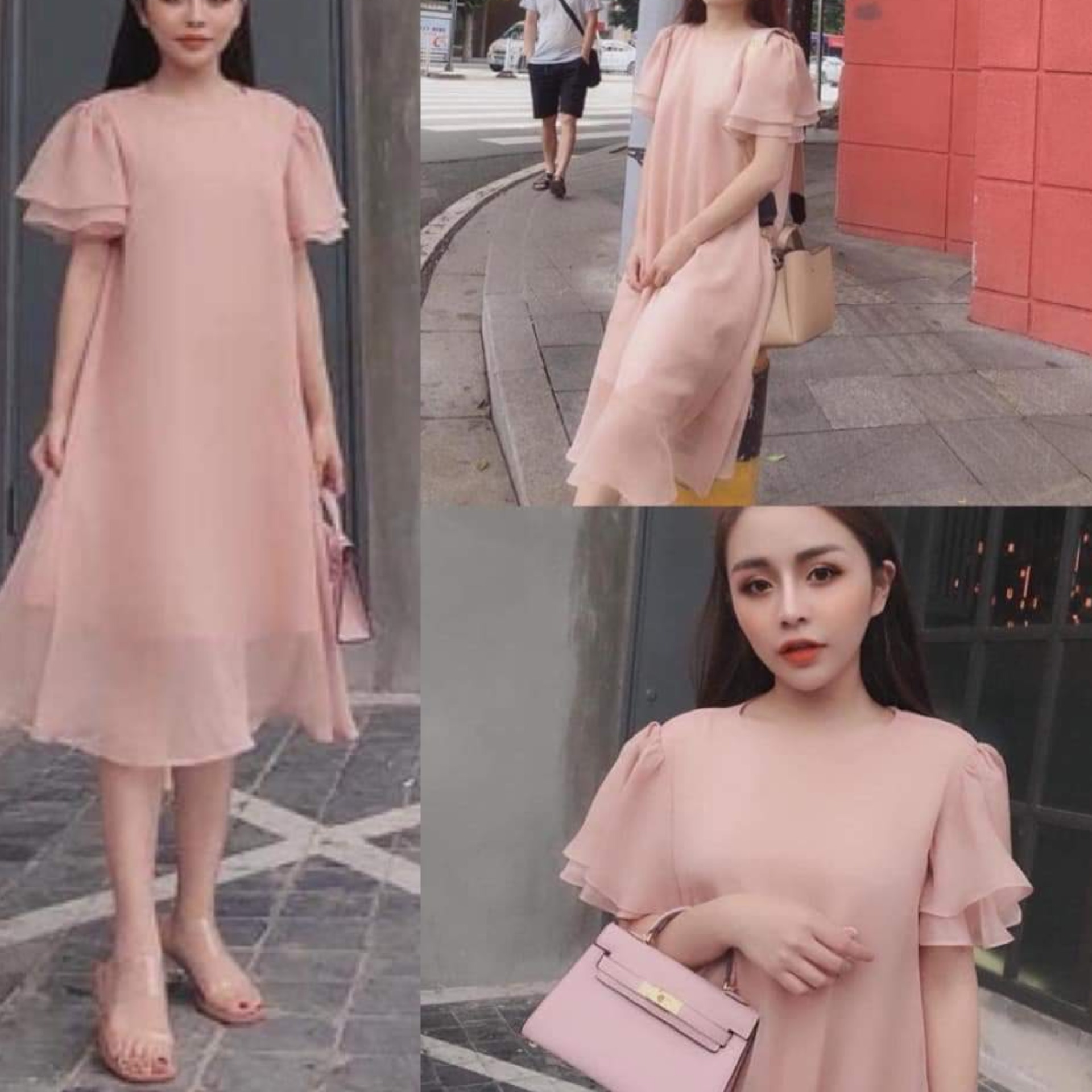[FREESHIPMAX]VÁY BẦU ĐẸP-Đầm bầu von nhẹ cho mẹ bầu xinh