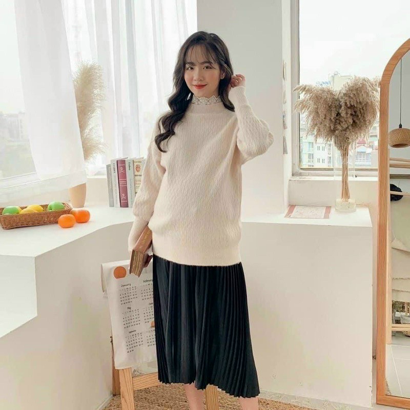 Chân váy bầu dài xếp ly dáng dài-chân váy bầu thời trang đẹp